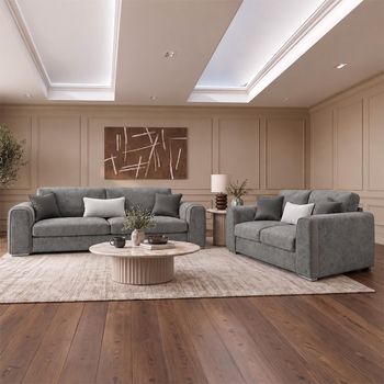 Naples Grey Fabric 3+2 Seater Sofa Set