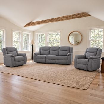 Galaxy Grey Fabric 3+1+1 Seater Electric Recliner Sofa Set