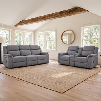 Galaxy Tech Grey Fabric 3+2 Seater Sofa Set
