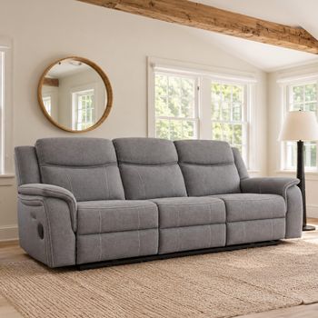 Galaxy Tech Grey Fabric 3 Seater Sofa