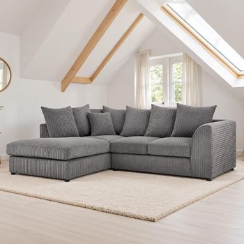 Harley Jumbo Grey Fabric LHF Corner Sofa