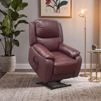 Palermo Lift and Rise Power Burgundy Leather Recliner Sofa Armchair