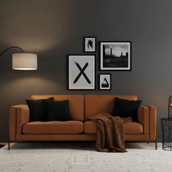 Aswan Cognac Tan Leather 3 Seater Sofa