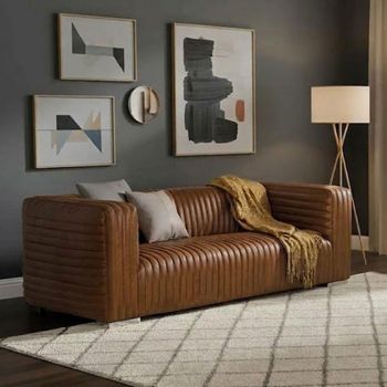 Keops Vintage Cognac Brown Leather 3 Seater Sofa