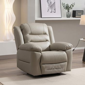 Alexandra Warm Grey Leather Recliner Armchair