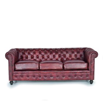 Angwin Brown Leather Chester 3 Seater Sofa