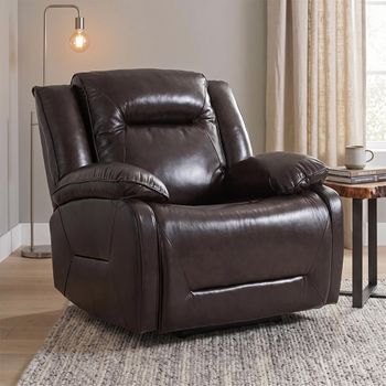 Athena Dark Brown Leather Recliner Armchair