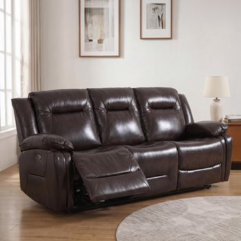 Athena Dark Brown Leather 3 Seater Recliner Sofa