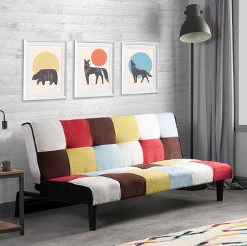 Aurora Rainbow Patchwork Fabric Sofa Bed