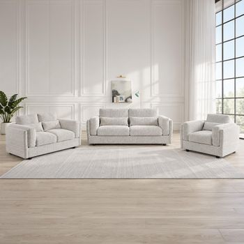 Bari Beige Fabric 3+2+1 Seater Sofa Set