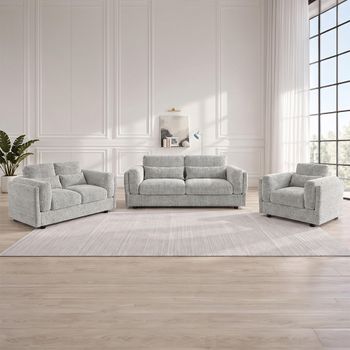 Bari Grey Fabric 3+2+1 Seater Sofa Set