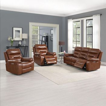 Belgravia Power Brown Leather 3+1+1 Seater Recliner Sofa Set
