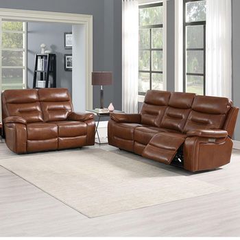 Belgravia Power Brown Leather 3+2 Seater Recliner Sofa Set