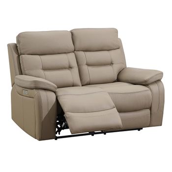 Belgravia Power Taupe Leather 2 Seater Recliner Sofa