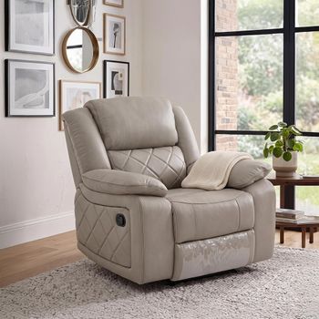 Bentley Grey Leather Recliner Armchair