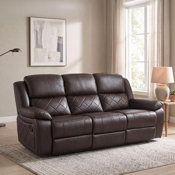 Bentley Brown Leather 3 Seater Recliner Sofa