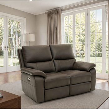Cannes Leather 2 Seater Electric Recliner Chocolate Sofa