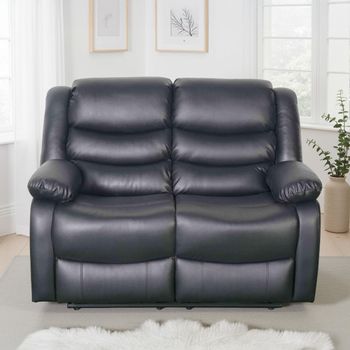Conrad Black Leather 2 Seater Manual Recliner Sofa