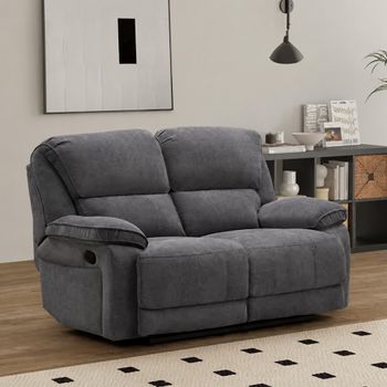 Douglas Dark Grey Fabric 2 Seater Recliner Sofa