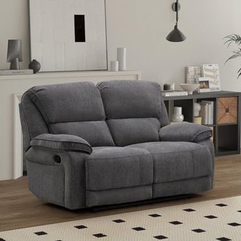 Douglas Dark Grey Fabric 2 Seater Recliner Sofa