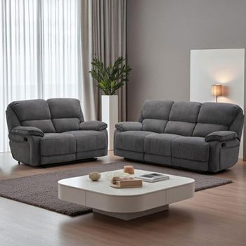 Douglas Dark Grey Fabric 3+2 Seater Recliner Sofa Set