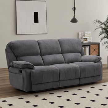 Douglas Dark Grey Fabric 3 Seater Recliner Sofa
