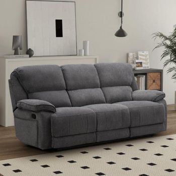 Douglas Dark Grey Fabric 3 Seater Recliner Sofa