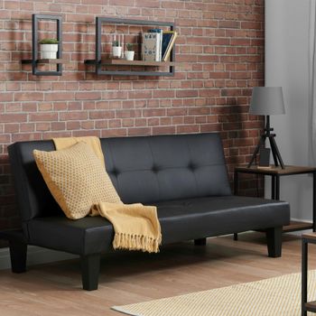 Franklin Black Faux Leather 3 Seater Click Clack Sofa Bed