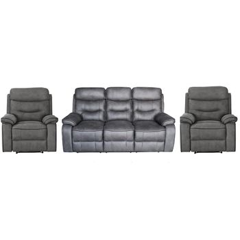 Gabrielle Charcoal Leather 3+1+1 Seater Manual Recliner Sofa Set
