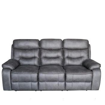 Gabrielle Charcoal Leather 3 Seater Manual Recliner Sofa