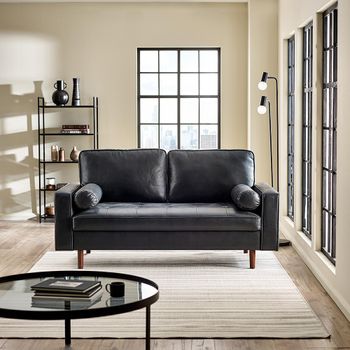 Henley Black Faux Leather 3 Seater Sofa
