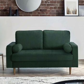 Henley Green Velvet Fabric 2 Seater Sofa
