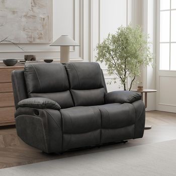 Isobella Charcoal Fabric 2 Seater Manual Recliner Sofa