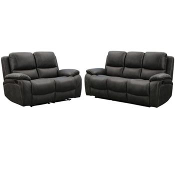 Isobella Charcoal Fabric 3+2 Seater Manual Recliner Sofa Set