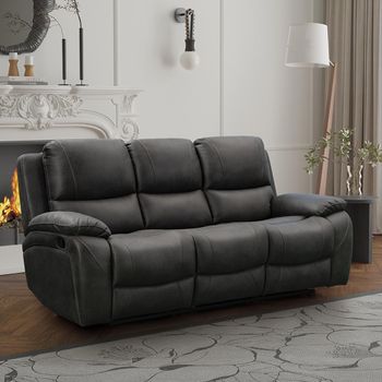 Isobella Charcoal Fabric 3 Seater Manual Recliner Sofa