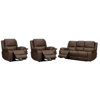 Isobella Chocolate Fabric 3+1+1 Seater Manual Recliner Sofa Set