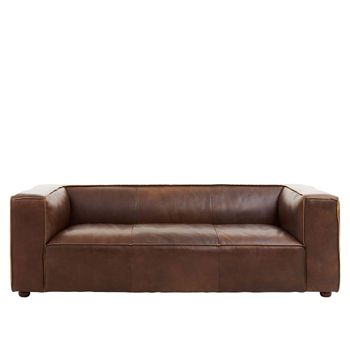 King Brown Leather 3 Seater Mexico Sofa