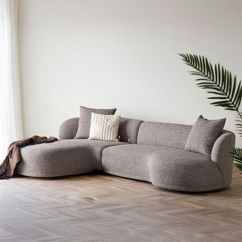 Kingston Brown Fabric LHF Lounge Sofa