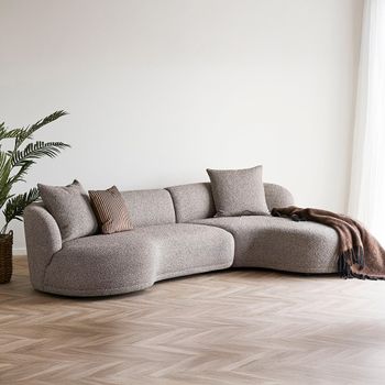Kingston Brown Fabric RHF Lounge Sofa