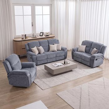 Legend Grey Fabric Recliner Sofa Set