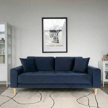 Lido Blue Velvet Fabric 2.5 Seater Sofa