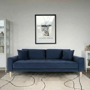 Lido Blue Velvet Fabric 3 Seater Sofa