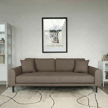 Lido Brown Fabric 3 Seater Sofa