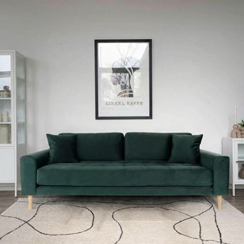 Lido Dark Green Fabric 3 Seater Sofa