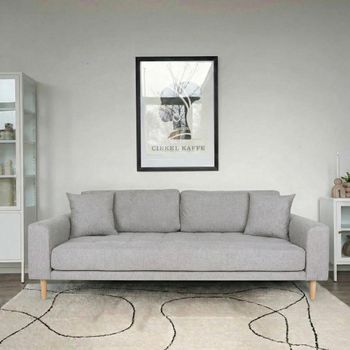 Lido Light Grey Fabric 3 Seater Sofa