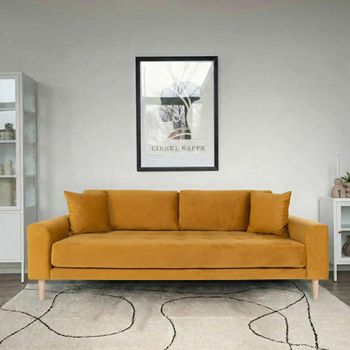 Lido Mustard Fabric 3 Seater Sofa