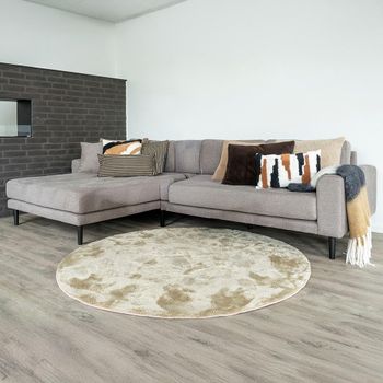 Lido Stone Fabric LHF Lounge Sofa with Black Legs