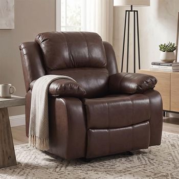 London Brown Leather Recliner Armchair
