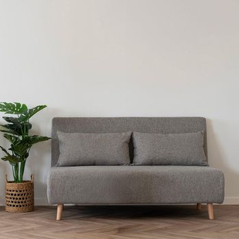 Marlow Grey Fabric 2 Seater Click Clack Sofa Bed with Natural Legs