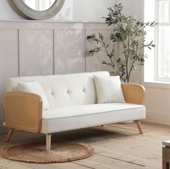 Mila White Fabric 3 Seater Sofa Bed